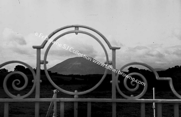 VIEW OF MOUNTAIN THROUGH GATE